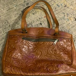 Patricia Nash tooled leather large shoulder bag.